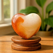 Natural Carnelian Crystal Heart Carving Red Agate Healing Gemstone Specimen Gift