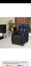 High Back Reclining Gaming Chair PU Leather Blue with Footrest