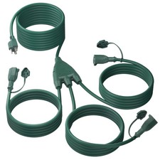 15ft Outdoor Extension Cord with 6 Weatherproof Grounded Outlets