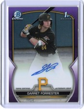 Garret Forrester (RC) 108/250 1st Rookie Auto Purple Refractor 2023 Bowman