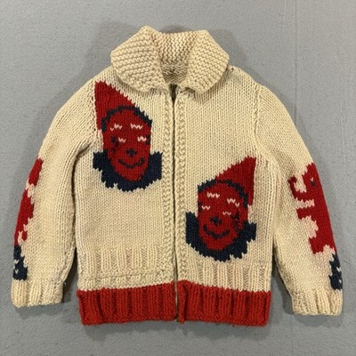Vintage 50s Cowichan Kids Full Zip Clown Elephant Circus Knit Wool 15x19 Read