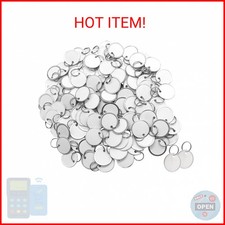 Jnynhha 100PCS Metal Rim Key Tags,1.26 Inch Blank Round Rimmed Key Tag Paper Tag