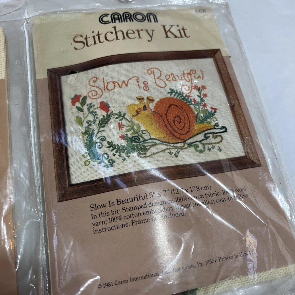 De colección Años 70 80 Caron Sello Crewel Punto de Cruz Kits Lote de 4 Setas Perros Gatos Foto 4 de 4