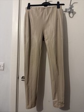 New Look Cream Pleather Faux Leather High Rise  Leggings Size 10 Regular Length