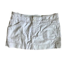 American Eagle Khaki Cargo Mini Skirt Low Rise Embroidered Cotton Size 10