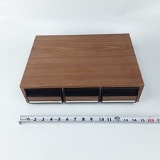 Vintage Cassette Tape Storage Holder Case 3 Drawer Wood Grain Cabinet