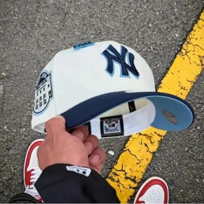 NEW!!! Cream NY Yankees 9FORTY Snapback Hat, Navy & Sky Blue Embroidered NY Logo