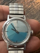 Vtg 1969 Timex Color Flicks Blue Pakter Krauss Runs Men's Watch 30mm Manual Wind