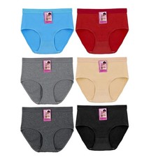 Women's Cotton Soft Stretch Classic Solid Colorful Classic Briefs 12 Pack