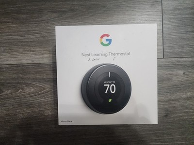 NEW OPEN BOX Google Nest T3018US 3rd Generation Smart Thermostat - Mirror Black