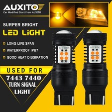 2x Auxito 7440 7443 Amber Led Turn Signal Light Bulb Yellow Super Bright 3030smd