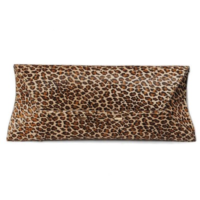 VBH Party Bag Hairon Leopard Pattern Clutch Suede Gold with Box Unisex #PTB217