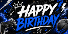 Happy Birthday Outdoor Vinyl Banner Graffiti Grommeted USA