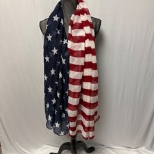 American Flag Sheer Scarf Wrap Stars Stripes Red White Blue Patriotic July 4th