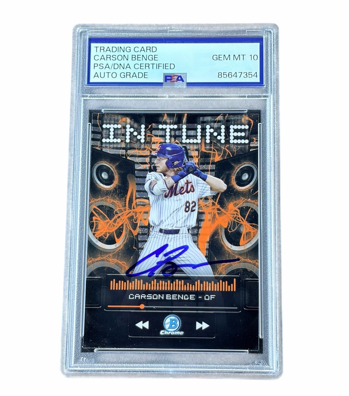 Carson Benge Signed Card In Tune Autographed Auto New York Mets PSA 10