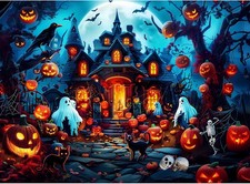 Puzzle for Adults 500 Pieces - Halloween House Jigsaw Puzzle - Moonlight Shining