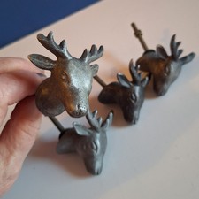 Bronze Metal 4 × Stag Head Cupboard Door Handles