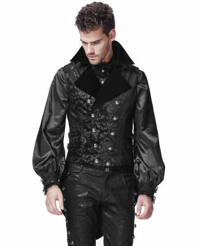 Punk Rave Mens Vest Waistcoat Tailcoat Black Velvet Gothic Steampunk Victorian - Picture 15 of 21