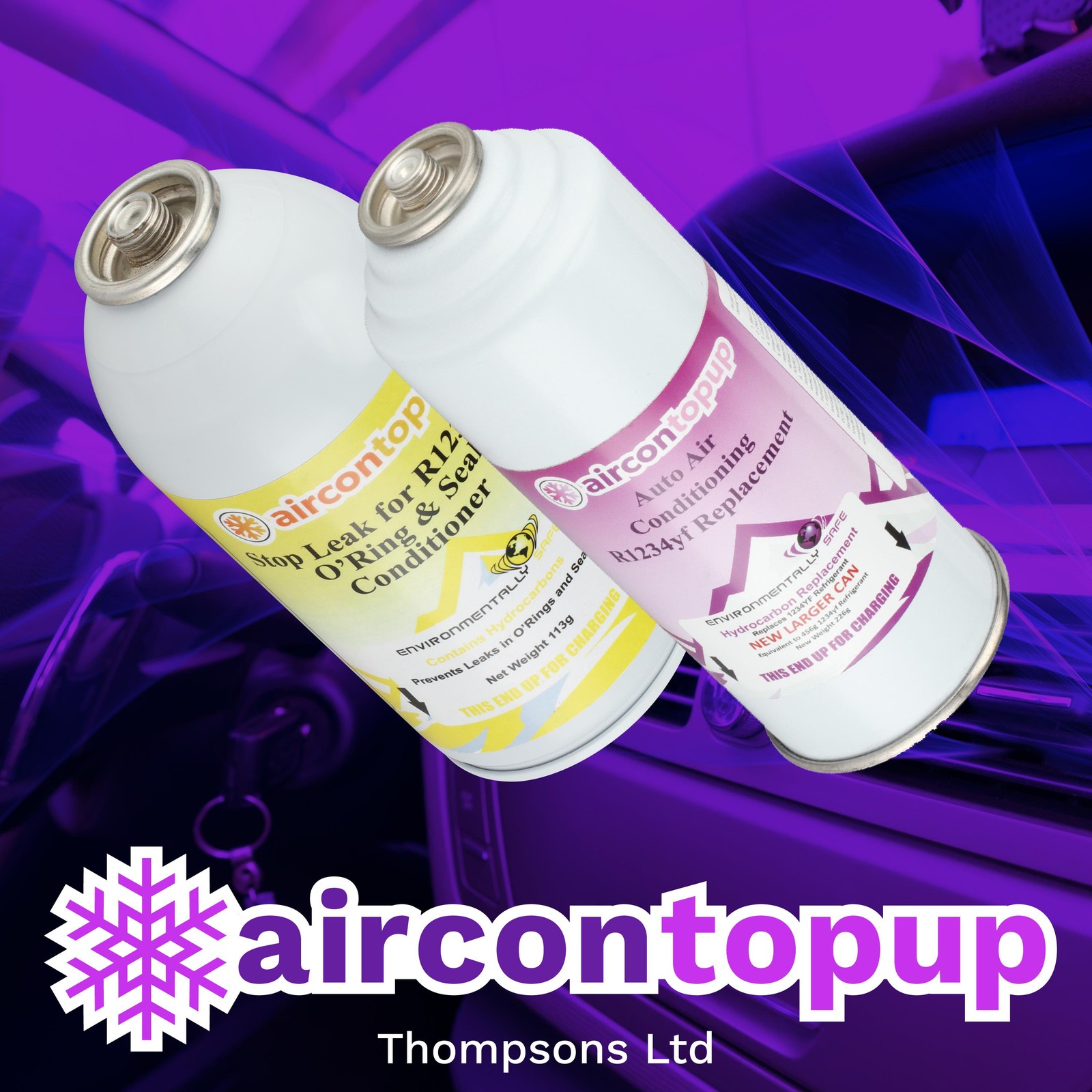 Car Aircon Regas & Leak Stopper Recharge Refill DIY Gas -Compatible with R1234