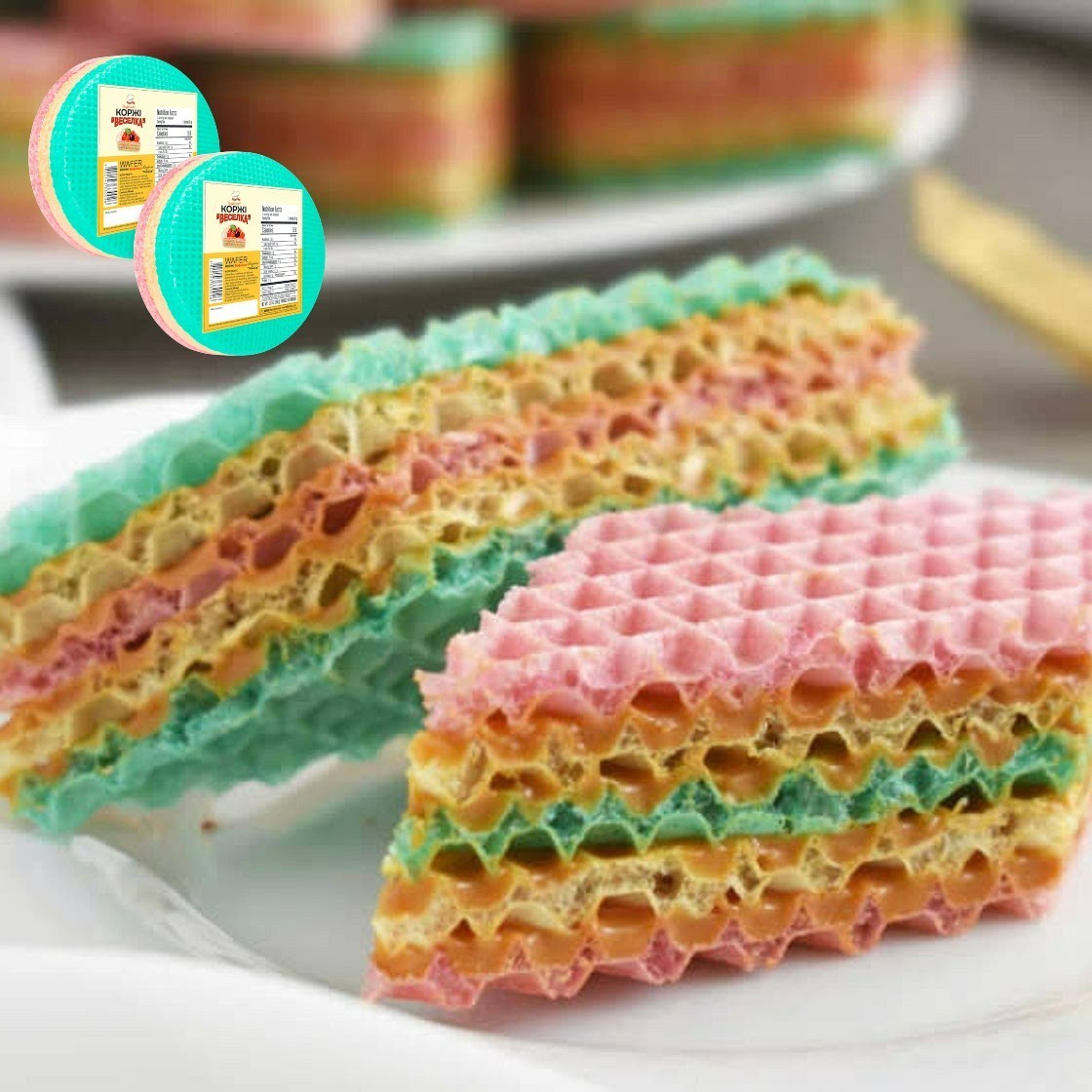 3 Pack Wafer Sheets Pack of 8 Round Tort Wafers Delikat Veselka 3.2oz (90g)