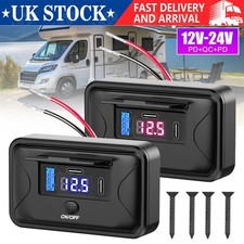 90W 12V-24V Car PD QC3.0 USB Port Fast Charger Socket Power Outlet Panel Charge