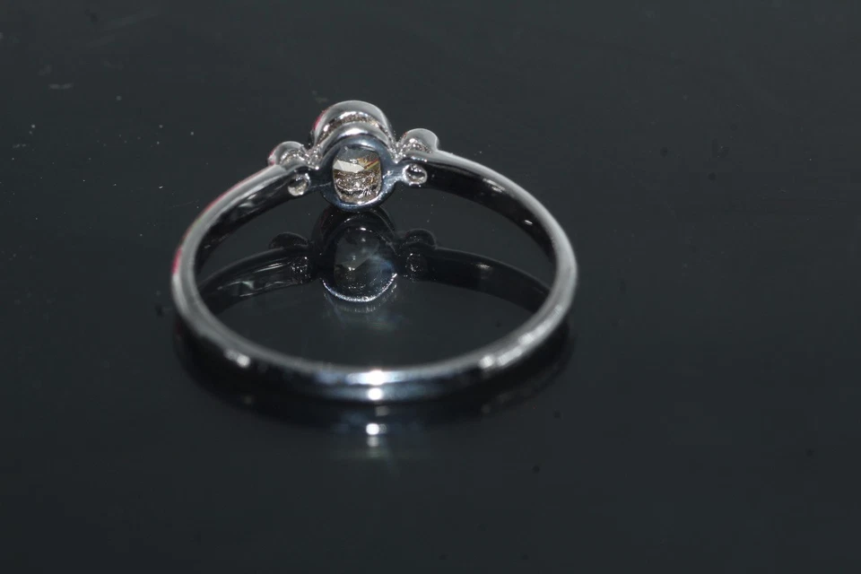 Natural Oval Shape Rose Cut Diamond Ring 925 Silver Dainty Promise Ring - Image 3 of 4