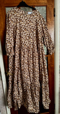 VGC Ladies ASOS CURVE Multi BROWN LEOPARD Print LOOSE FIT TIERED Smock Dress 24