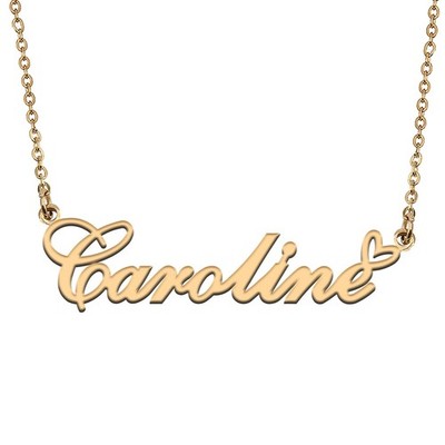 Caroline Namenskette für Damen Edelstahl Halskette Herz Anhänger Schmuck