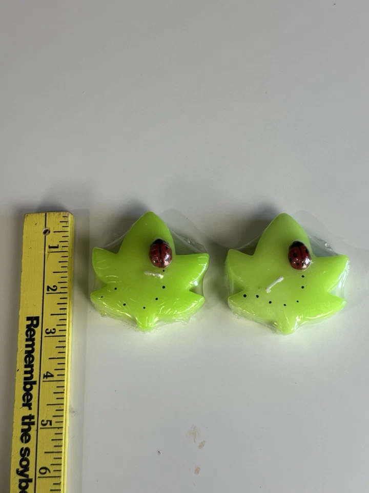 Vintage Biedermann & Sons Ladybug On Leaf Wax Floating Candle Lot Of 2 New - Image 3 of 3