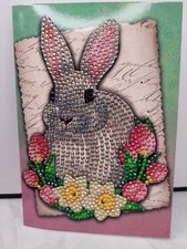 Osterkarte Hase 17x12 mit Umschlag Ostern Karte Kunststrass Handgemacht NEU