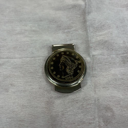 Vintage Kellogg & Co Replica 1854 Liberty Head Gold Coin Money Clip in Case