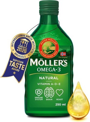 Möller's Omega 3 Lebertran Nahrungsergänzung mit EPA, DHA, Vit A, D,E Hochreiner