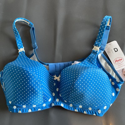 Anita Maternity Women`s Polka Dot Padded Wireless Nursing Bra DEEP WATER BLUE 