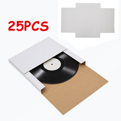 25 Pack Vinyl Record LP Shipping Mailer Boxes 12.5x12.5x1 White Album Cardboard