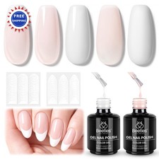 Gel Nail Polish Set Beetles French Tip White Nude Pink Led Soak Styles Bubble