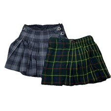 The Kilt  Scottish Designs Tartans Kilts Size 46/48 Green Gray Plaid Lot Of 2