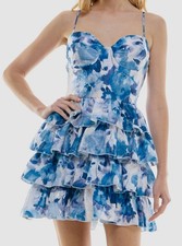Speechless Juniors Women's Blue Sweetheart-Neck Sleeveless Fit & Flare Dress: 9