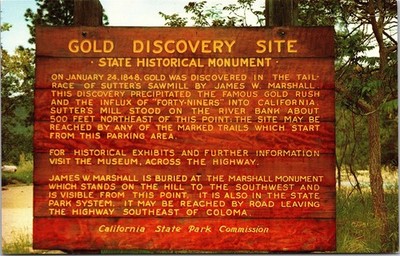 Coloma California Sign Gold Rush Mining CA Unposted Postcard