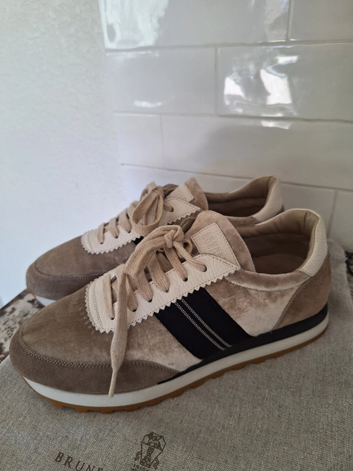 BRUNELLO CUCINELLI Mujer Terciopelo Gamuza Tenis, Talla 41/US 10 Foto 4 de 4
