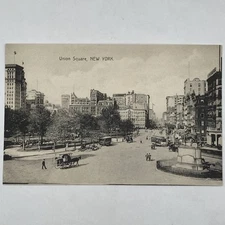 Postcard Union Square Trolley Buildings New York NY Unposted Antique c. 1910's