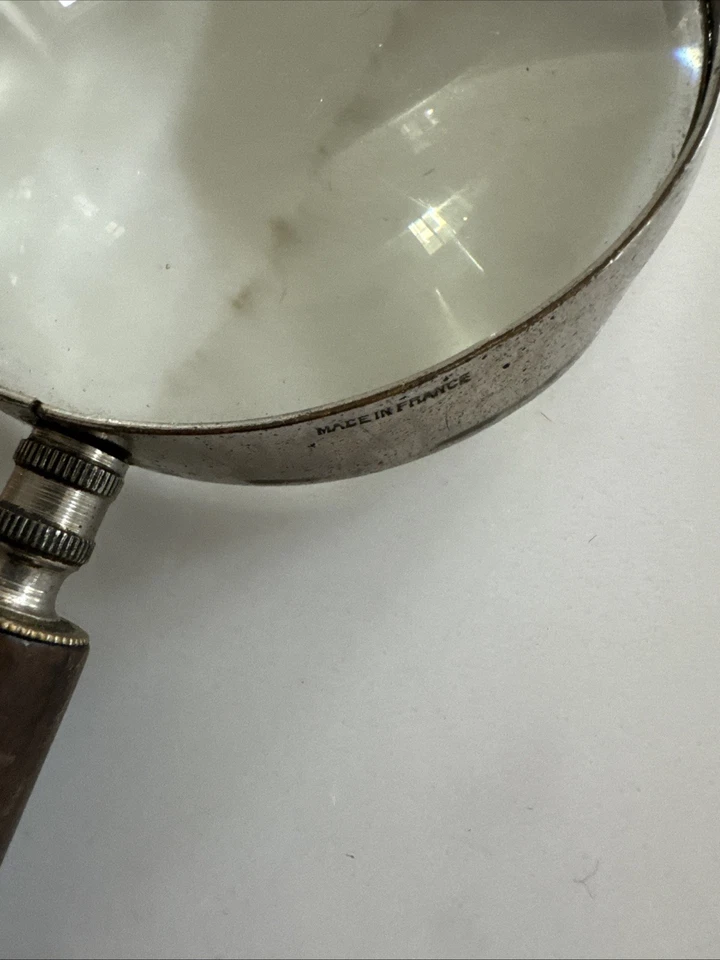 Antigua lupa victoriana francesa con mango de madera hecha en FRANCIA de colección Foto 2 de 4