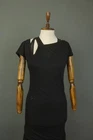 Girbaud Black 100% Cotton Long Sleeve Asymmetrical Neck Bodycon Dress Size 38
