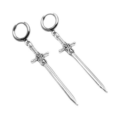 Comfortable Silver Swords Earrings Crucifix Daggers Ear Hooks Unique Accessories