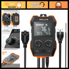 Digital Temperature Controller 10A 1200W Thermostat Outlet Plug for Reptiles, Gr