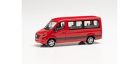 Herpa 096478 - 1/87 Mercedes-Benz Sprinter ‘18 Bus Flachdach, Feuerrot - Neu