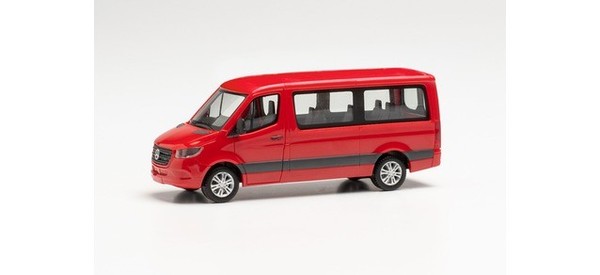 Herpa 096478 - 1/87 Mercedes-Benz Sprinter ‘18 Bus Flachdach, Feuerrot - Neu-image