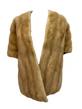 Vintage 60s Blonde Mink Fur Stole Cape Lined With Pockets One Size