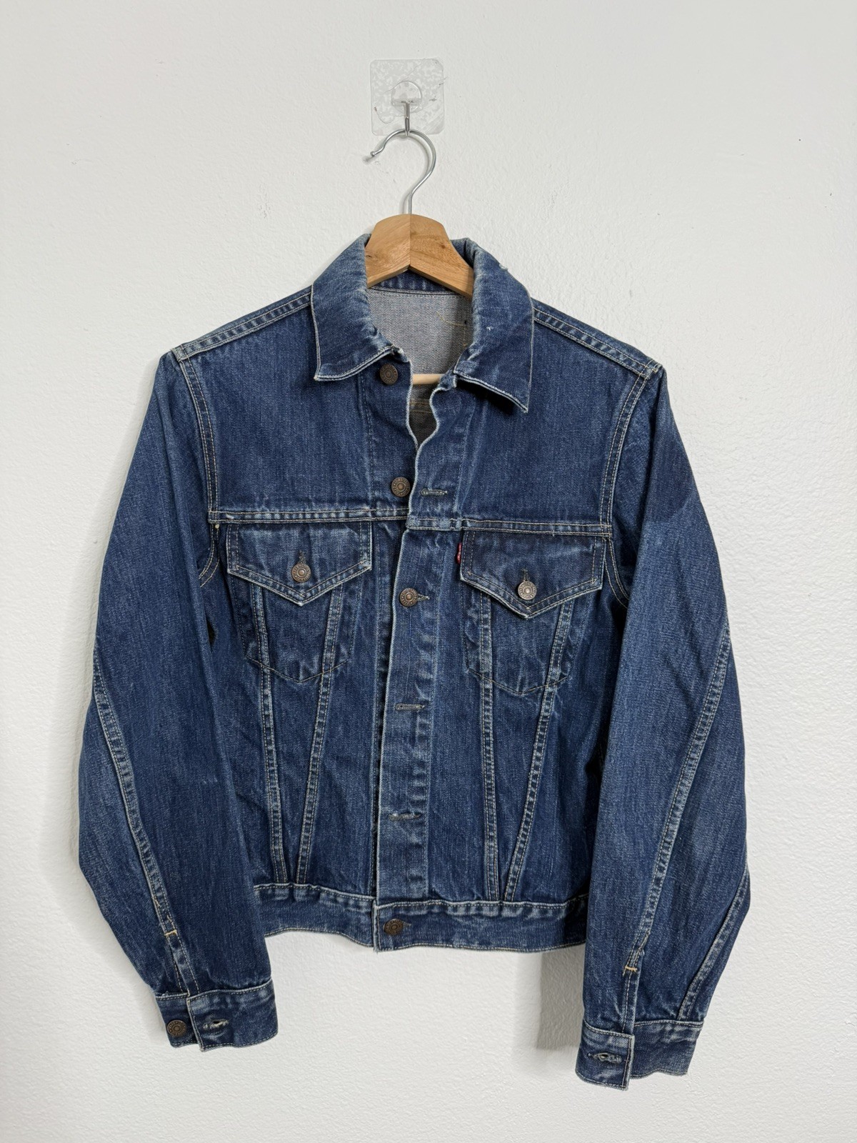 Levis VTG  Big E Trucker Jacket Type 3 O Stamp Early 1960s RARE PATCH image 2