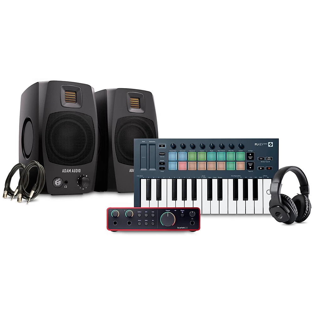 Novation FLkey Keyboard Controller wAudio InterfaceMonitor Pair 25 Key Package 117390₽