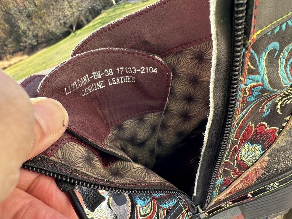 New L'Artiste by Spring Step "Litldani" Women's Leather Floral Boots Size 38 - Image 4 of 4